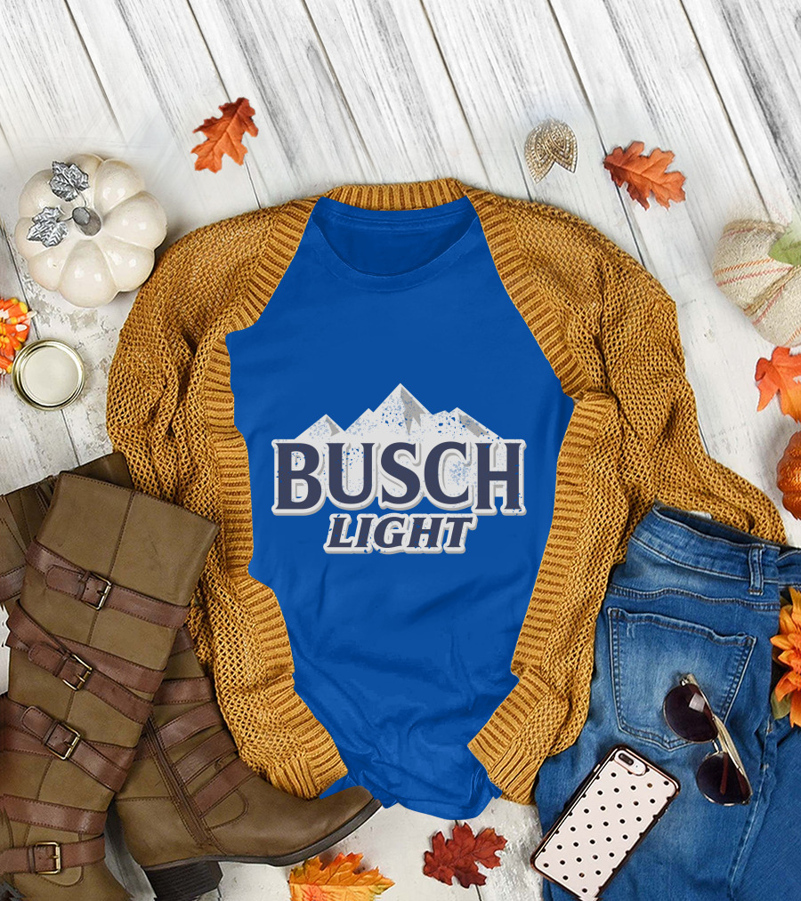Busch Light Mountains Blue Background T-Shirt