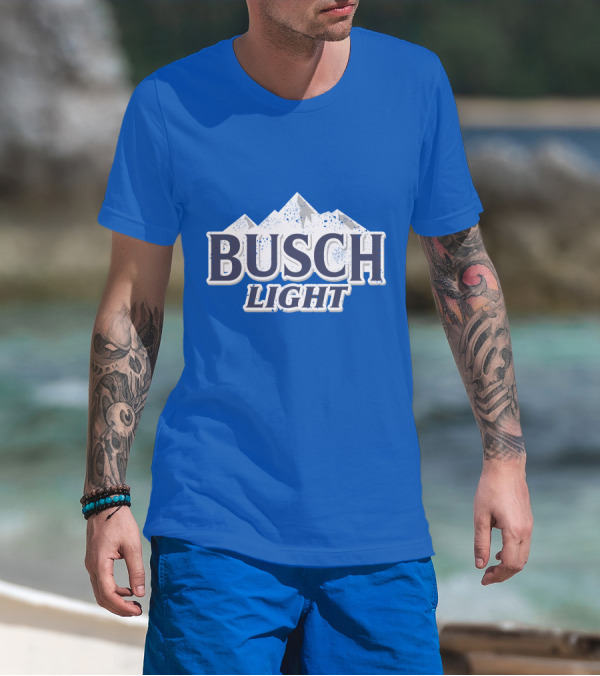 Busch Light Mountains Blue Background T-Shirt
