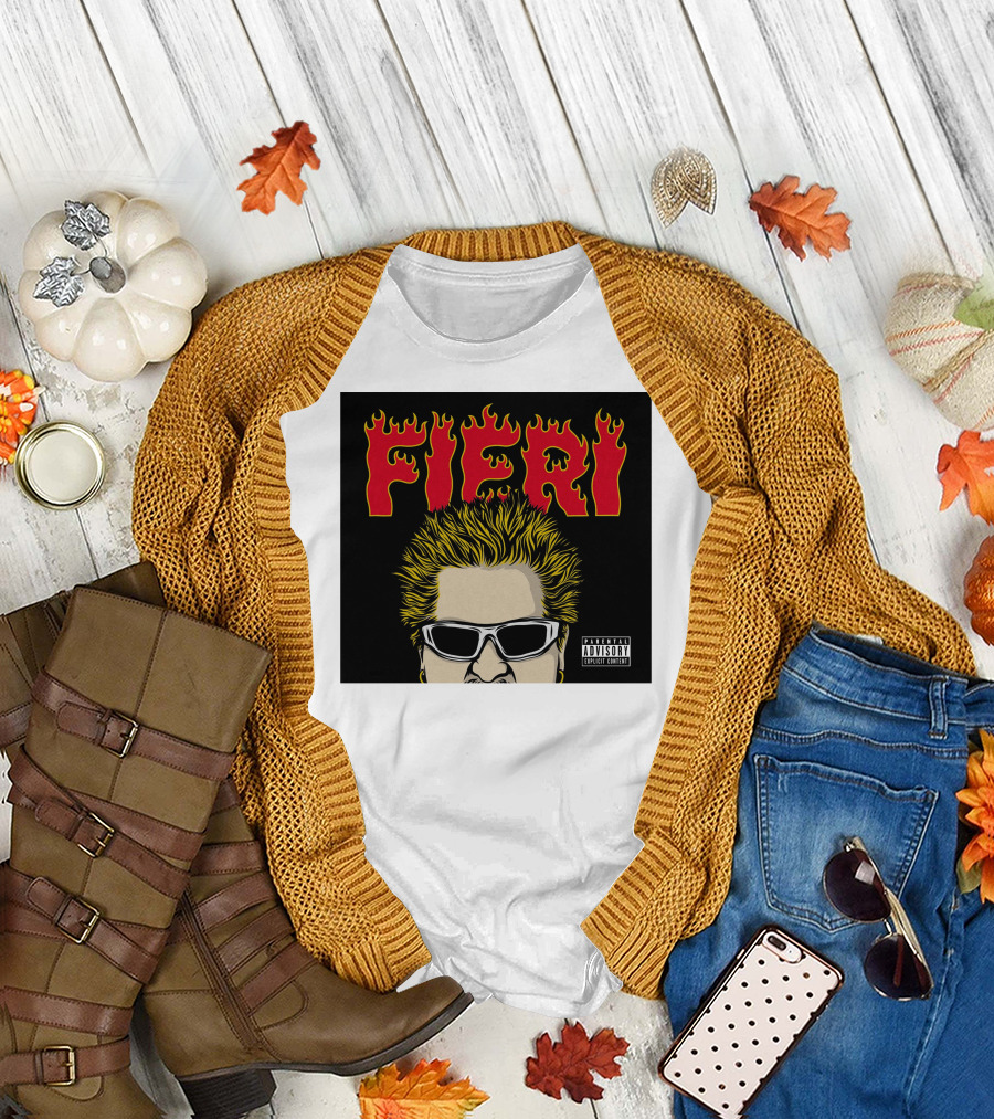 Fieri Flavortown Guyfieristore Merch Retro Flames Sunglasses T-Shirt