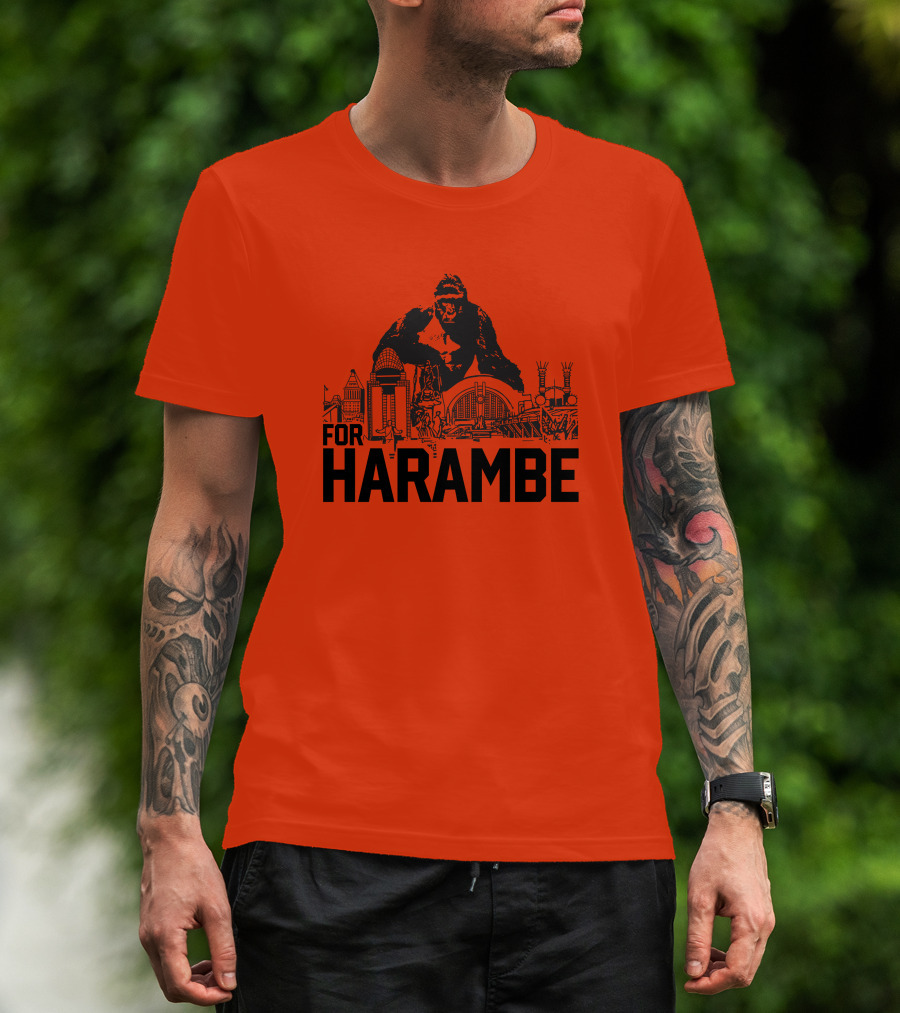 For Harambe Cincinnati Skyline Iconic Gorilla T-Shirt