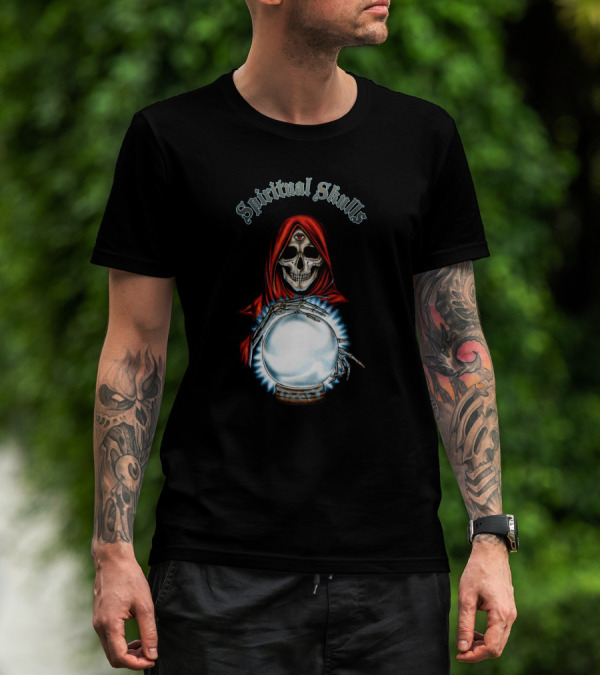 Spiritual Skulls Mystic Reaper With Crystal Ball T-Shirt