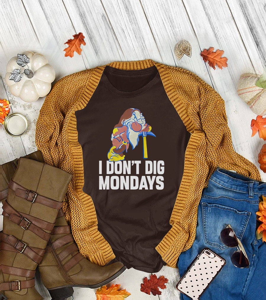 I Don’t Dig Mondays Grumpy Dwarf with Pickaxe T-Shirt