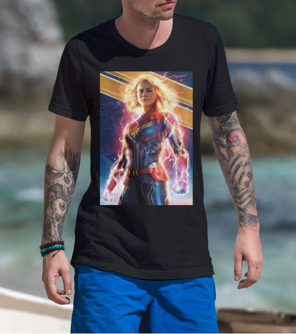 Captain Marvel Shining Heroic Power Cosmic Energy T-Shirt