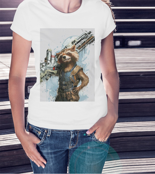 Rocket Raccoon Guardians Of The Galaxy Gun T-Shirt