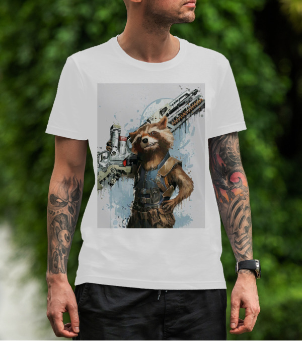 Rocket Raccoon Guardians Of The Galaxy Gun T-Shirt