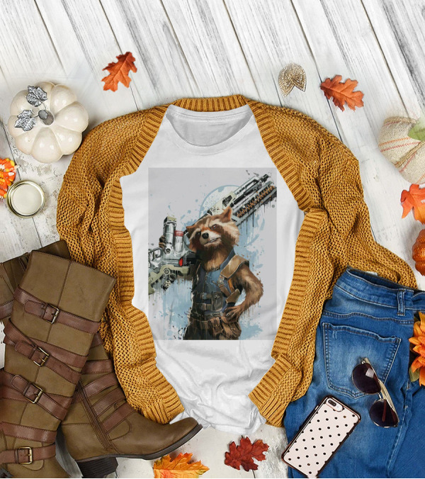 Rocket Raccoon Guardians Of The Galaxy Gun T-Shirt