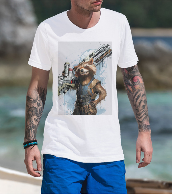 Rocket Raccoon Guardians Of The Galaxy Gun T-Shirt