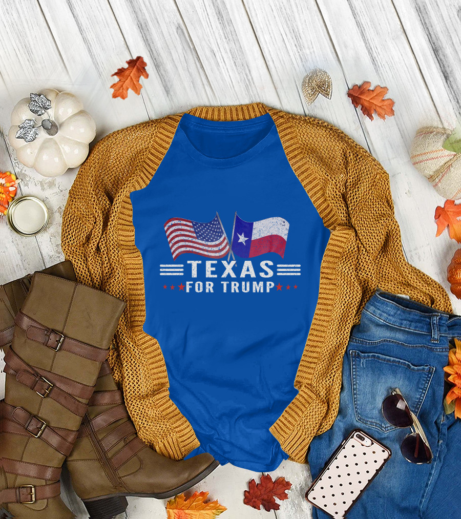 Texas for Trump with American and Texas Flags T-Shirt