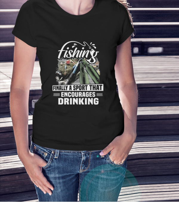 Fishing Finally A Sport That Encourages Drinking With Rods And Beer Visuals T-Shirt
