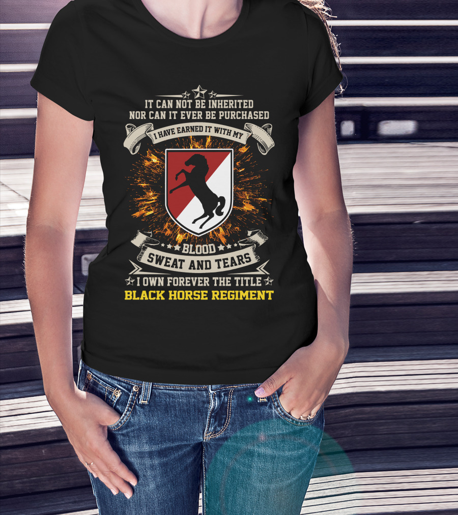11Th Armored Cavalry Regiment Black Horse Regiment Blood Sweat And Tears T-Shirt