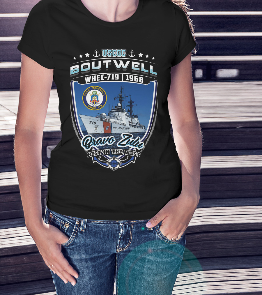 Uscgc Boutwell Whec-719 1968 Bravo Zulu Best In The West T-Shirt