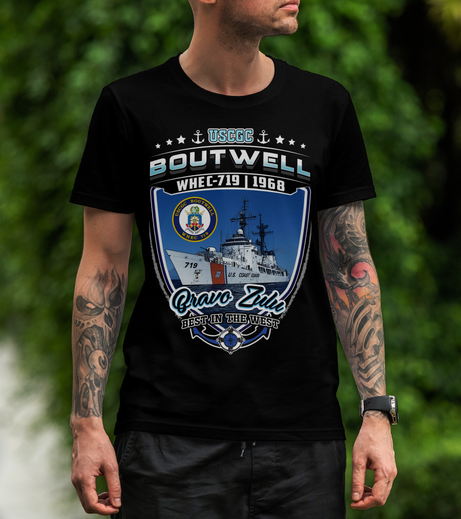 Uscgc Boutwell Whec-719 1968 Bravo Zulu Best In The West T-Shirt
