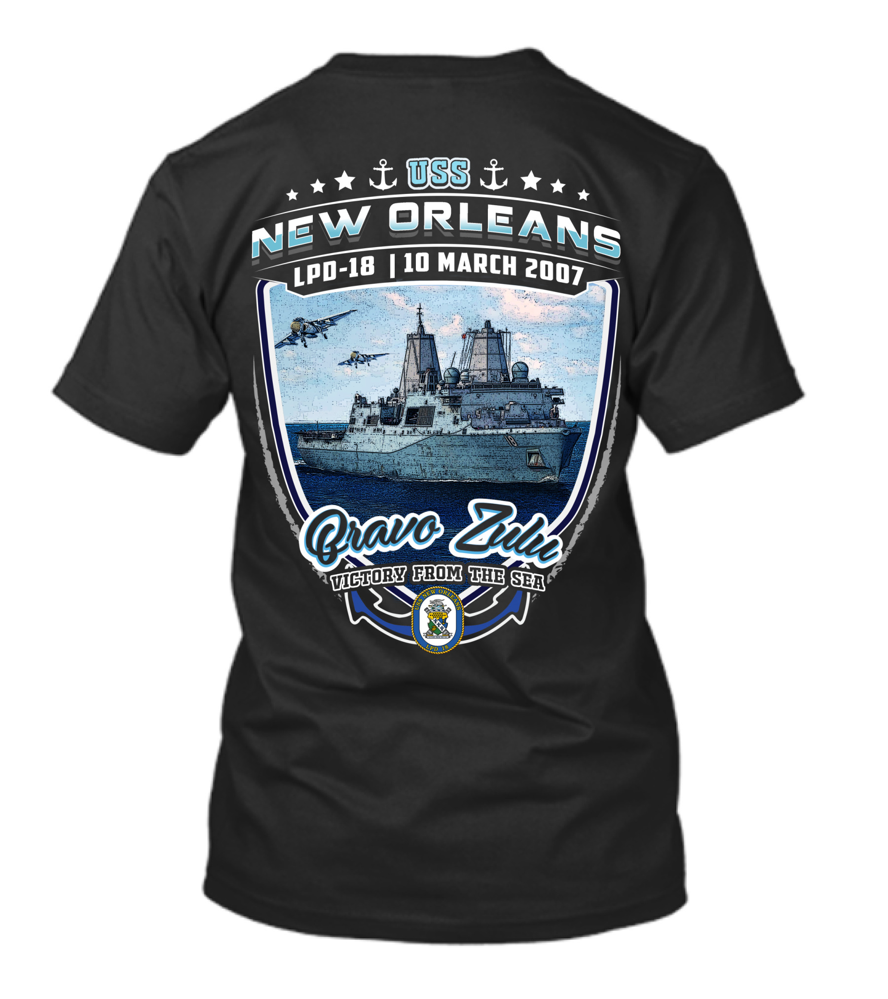 Uss New Orleans Lpd-18 Bravo Zulu Victory From The Sea 10 March 2007 T-Shirt