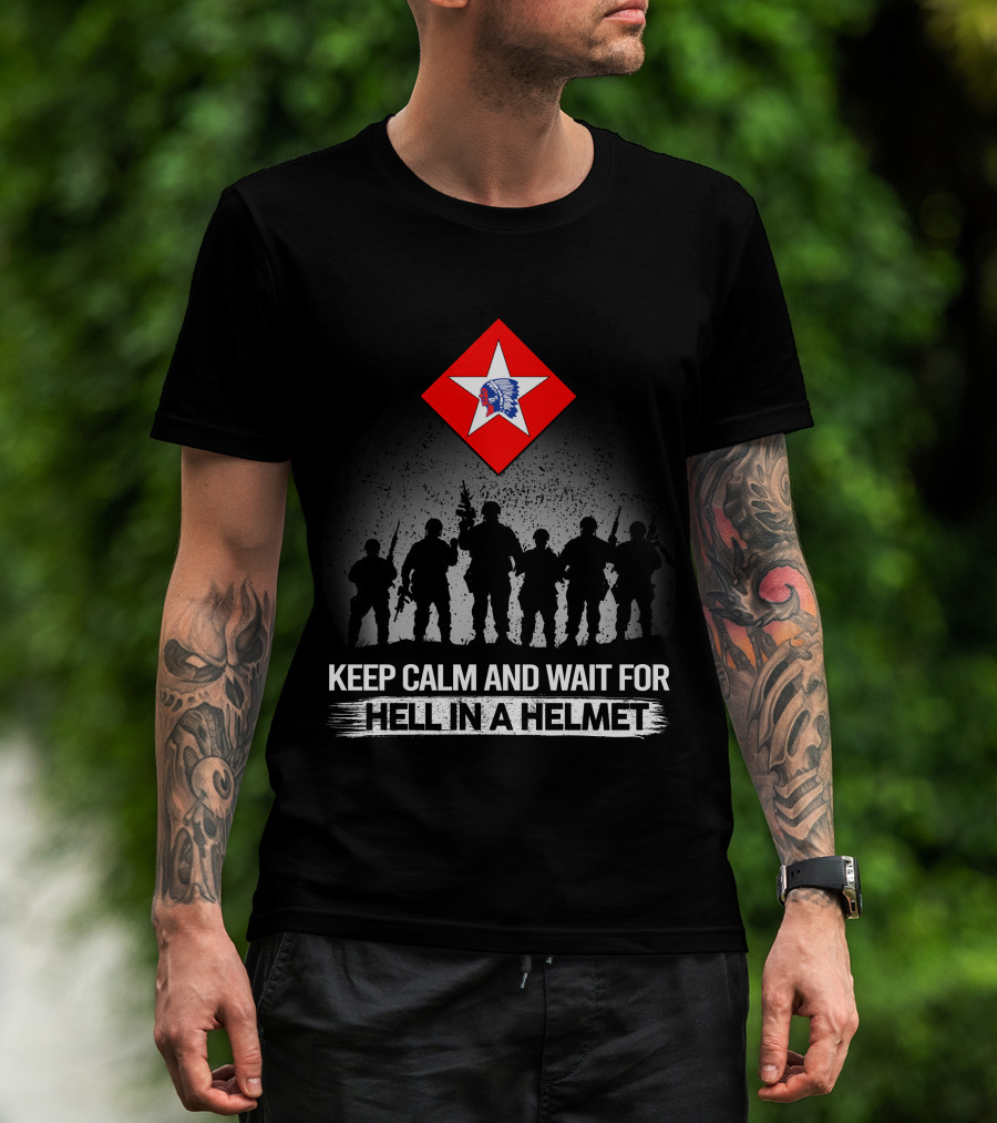 1St Battalion 6Th Marines Keep Calm And Wait For Hell In A Helmet T-Shirt