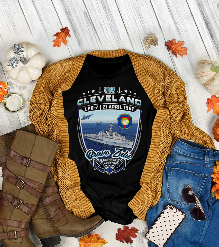 Uss Cleveland Lpd-7 Bravo Zulu 21 April 1967 Promptus Et Paratus T-Shirt