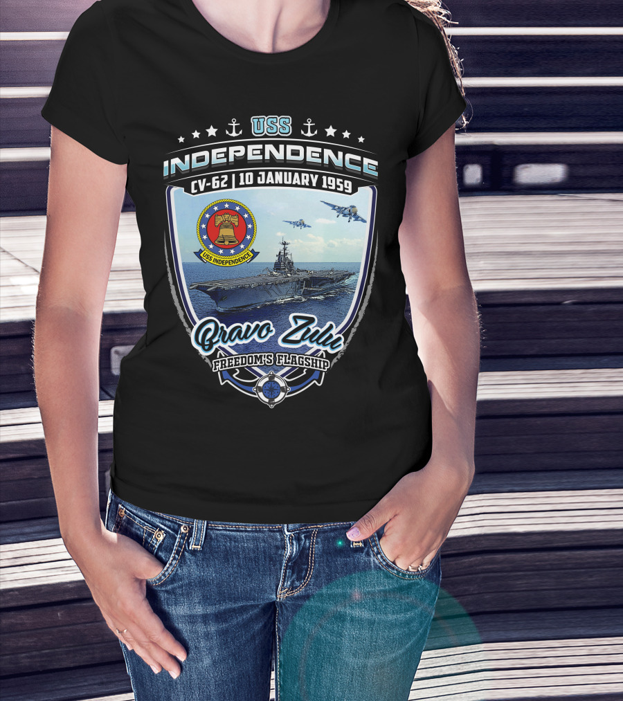 Uss Independence Cv-62 Bravo Zulu Freedom's Flagship 10 January 1959 T-Shirt