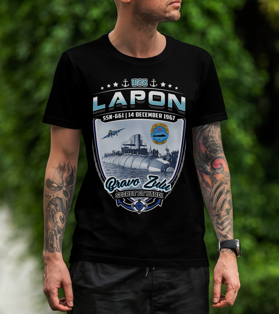 Uss Lapon Ssn-661 Bravo Zulu Secret Et Hardi 14 December 1967 T-Shirt