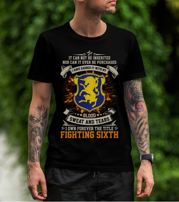 6th Cavalry Regiment Blood Sweat Tears Fighting Sixth Crest T-Shirt