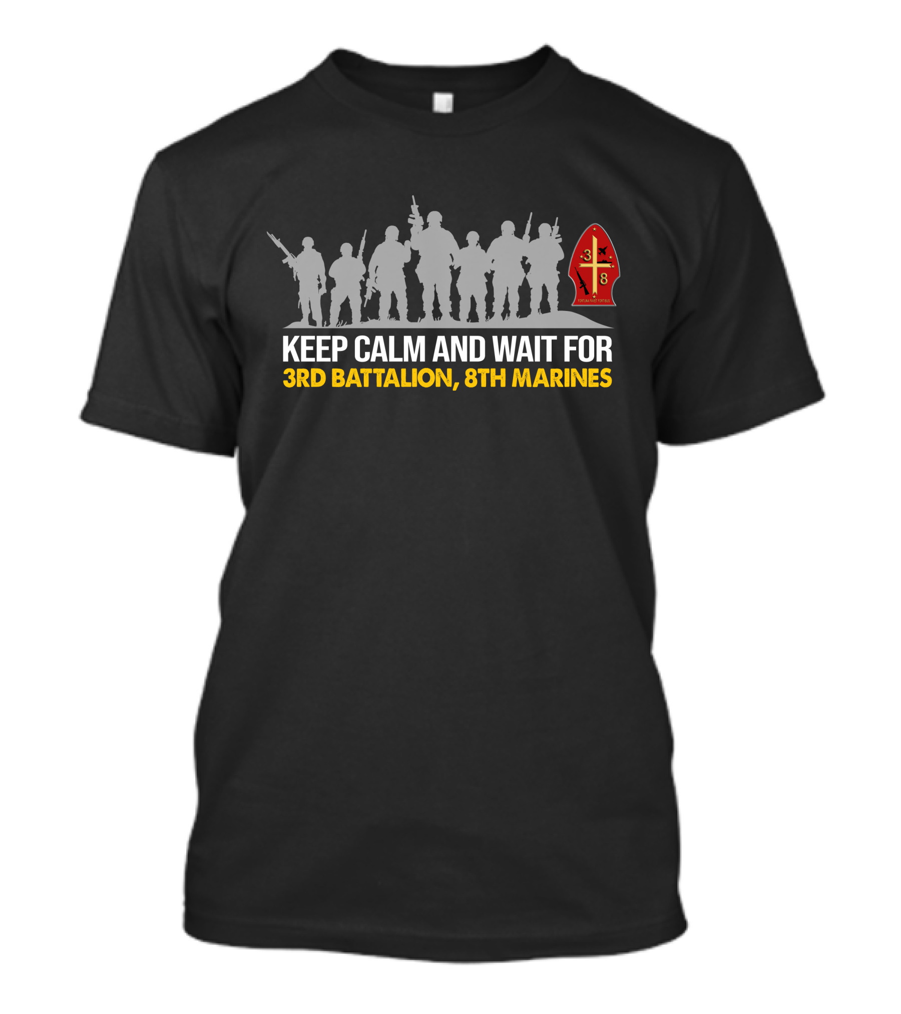 Keep Calm And Wait For 3Rd BattalionTh Marines Silhouette With Shield T-Shirt