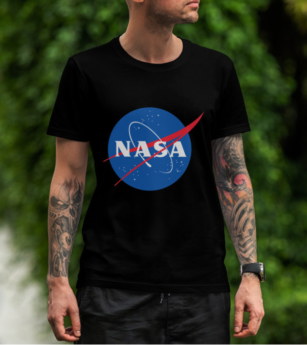 NASA Vector Emblem With Red Chevron On Blue Astronaut T-Shirt