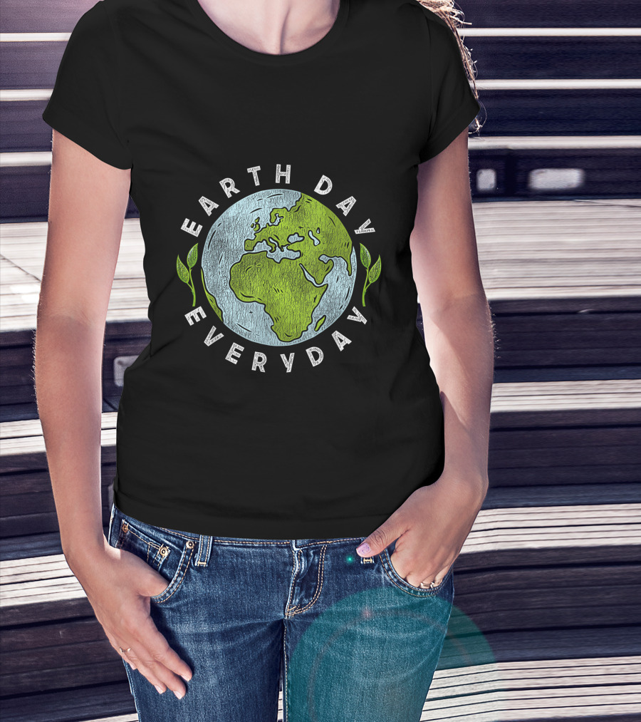 Earth Day Everyday Globe And Leaves T-Shirt