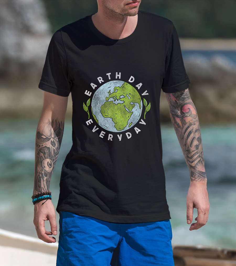 Earth Day Everyday Globe And Leaves T-Shirt
