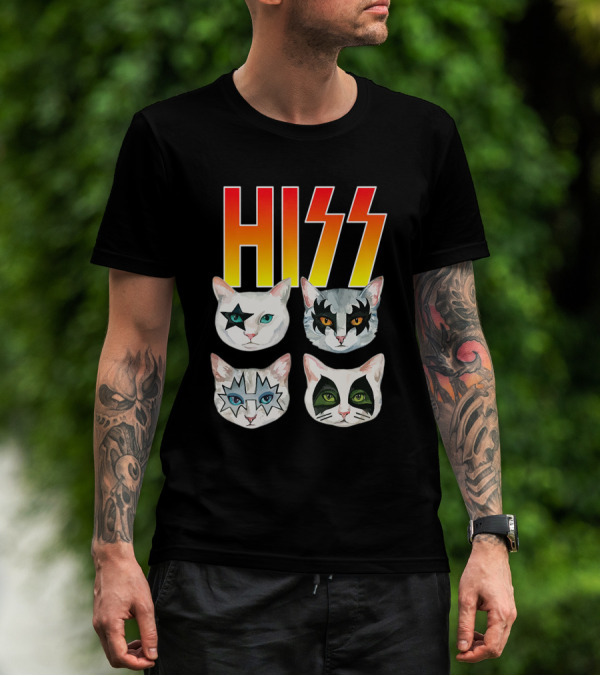 Hiss Cat Cats In Iconic Makeup For Funny Cat Lover T-Shirt