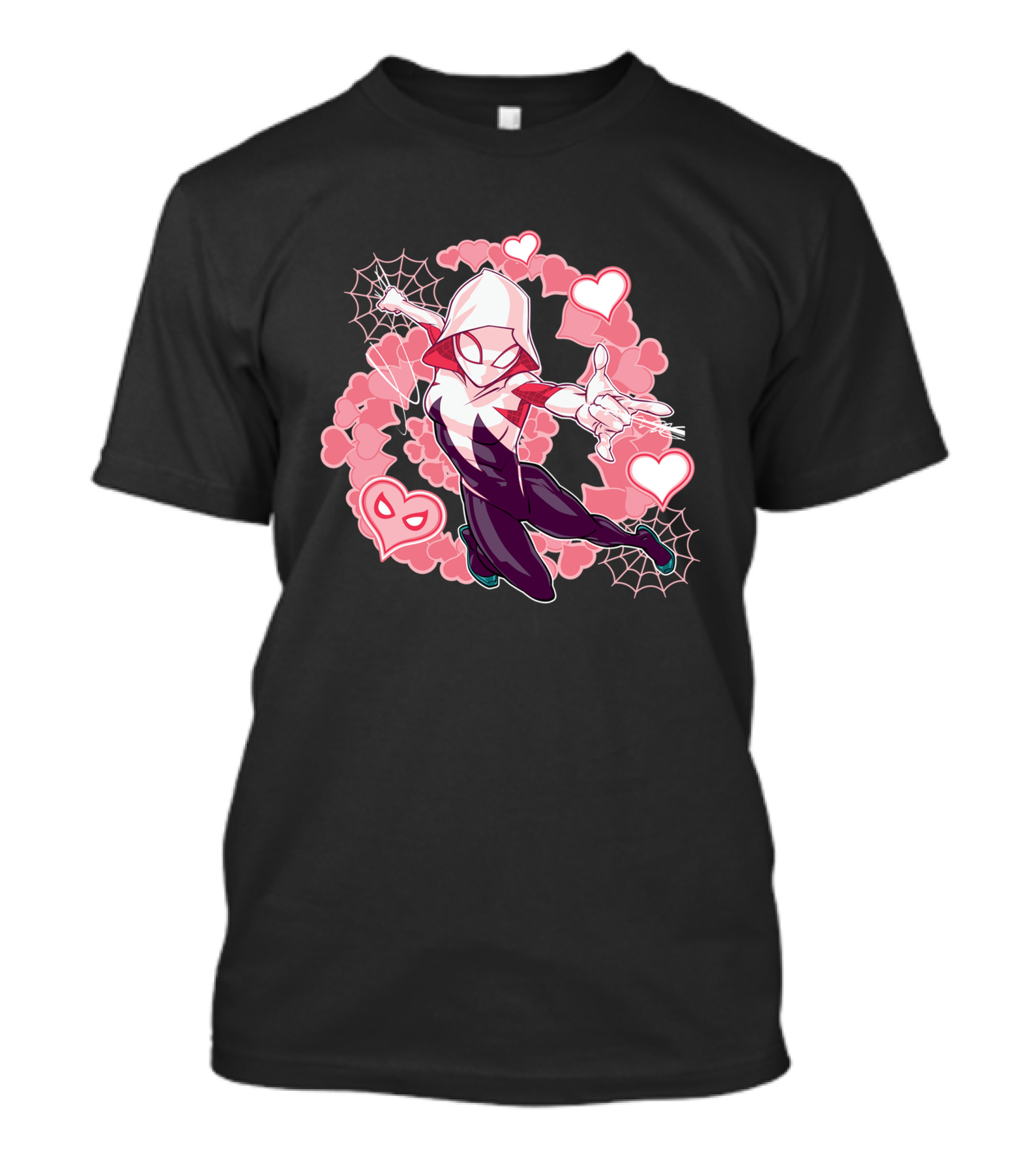 Marvel Spider-Man Into The Spider-Verse Gwen Hearts And Webs T-Shirt