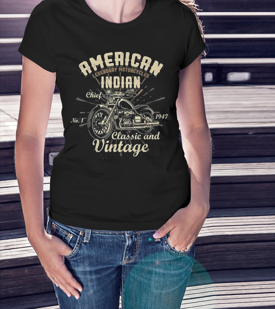 American Legendary Motorcycles Indian Chief No.1 Classic And Vintage 1947 T-Shirt