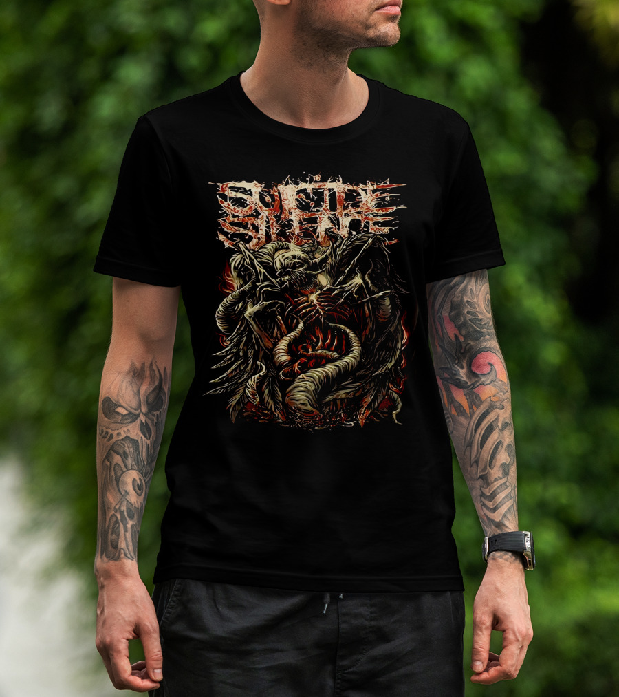 Suicide Silence Blasted Fiery Skull Serpent Demon T-Shirt
