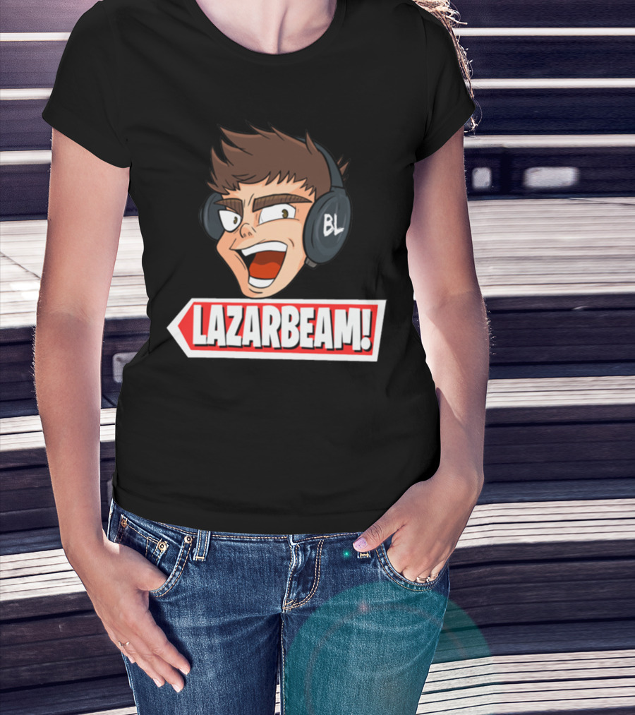 Lazarbeam Gingy Headphones Cartoon Face BL Logo Youtuber Merch T-Shirt