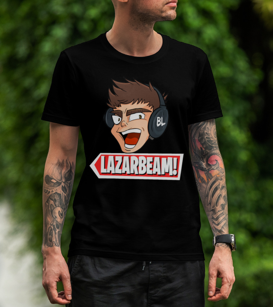 Lazarbeam Gingy Headphones Cartoon Face BL Logo Youtuber Merch T-Shirt