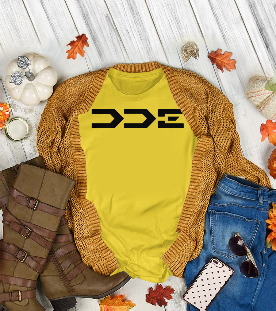 DDE Logo Yellow Background Merchandise T-Shirt