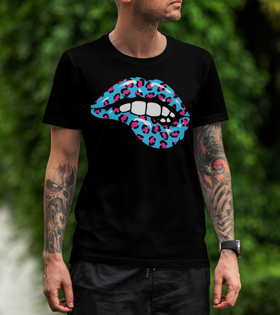 Stay Wild Ben Azelart Blue Leopard Lips T-Shirt
