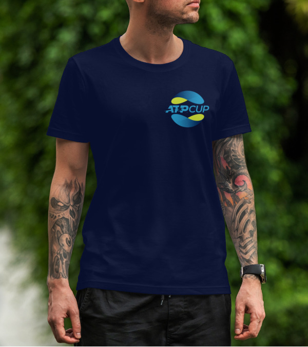 ATP Cup Merchandise Official Logo Blue Yellow T-Shirt