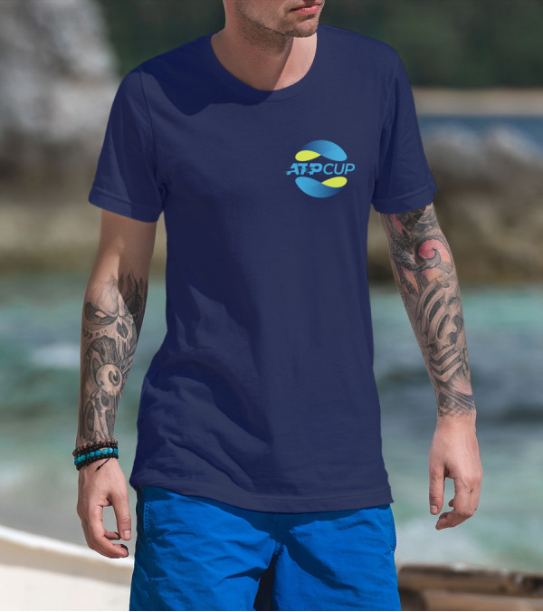 ATP Cup Merchandise Official Logo Blue Yellow T-Shirt