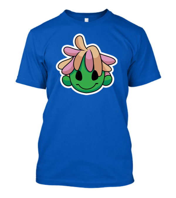 Joko's World Green Smiling Character Face With Pink And Beige Hair T-Shirt