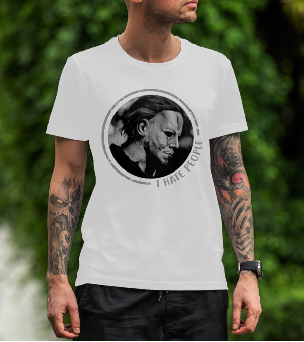 Michael Myers I Hate People Halloween Iconic Mask T-Shirt