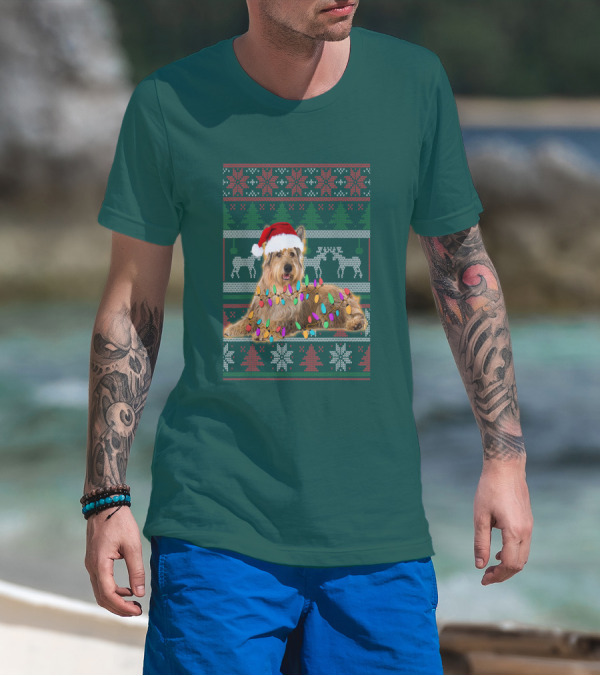 Berger Picard Christmas Santa Hat Ugly Sweater Lights Reindeer Snowflakes T-Shirt