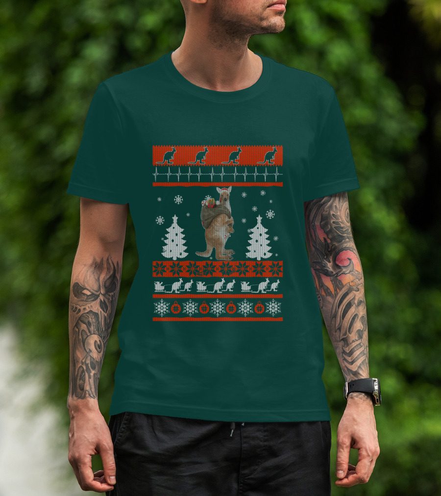 Cute Kangaroo Christmas Ugly Sweater Style Holiday Jumper T-Shirt