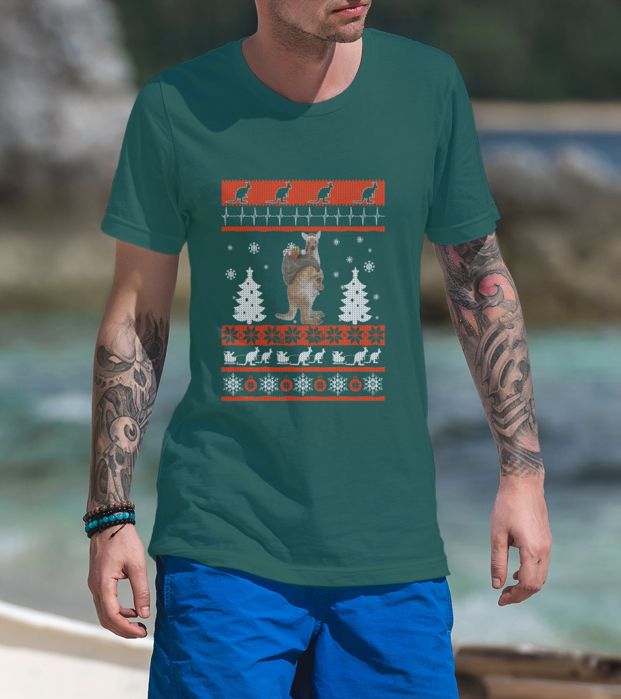 Cute Kangaroo Christmas Ugly Sweater Style Holiday Jumper T-Shirt