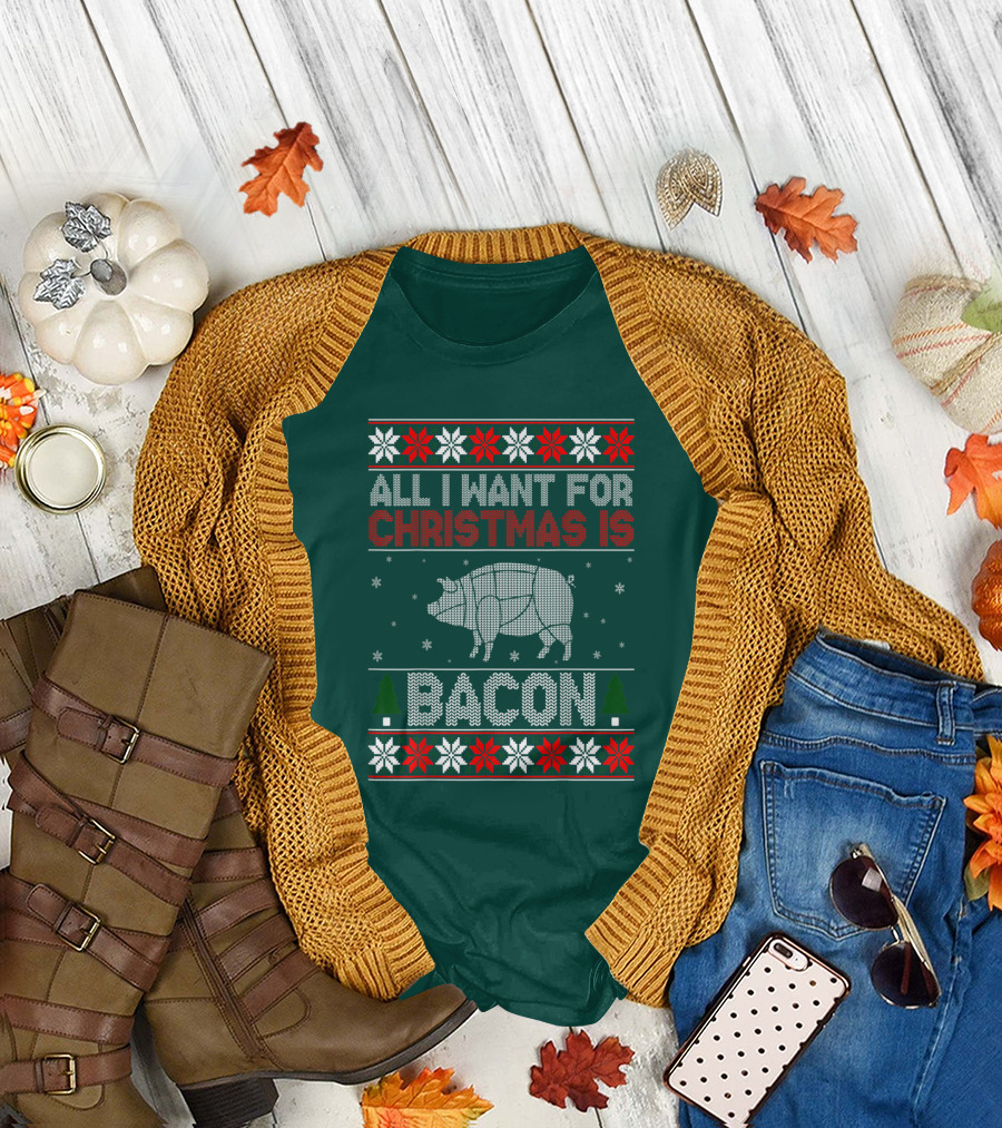 All I Want for Christmas Is Bacon Pig T-Shirt