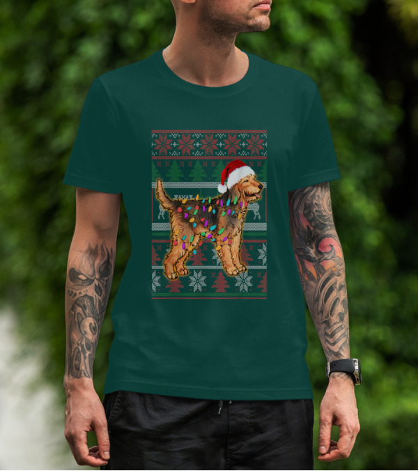 Otterhound Christmas Lights Santa Hat T-Shirt