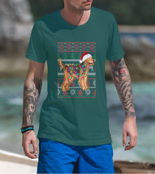 Otterhound Christmas Lights Santa Hat T-Shirt