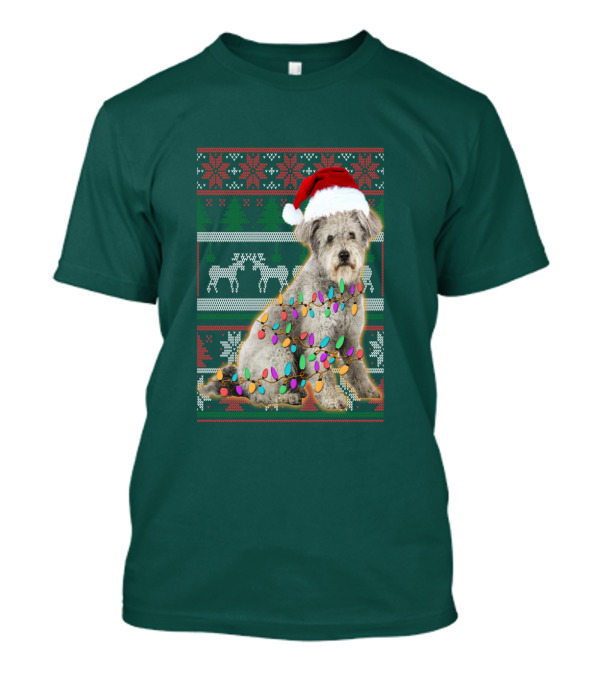 Pumi Dog Christmas Lights Santa Hat Ugly T-Shirt