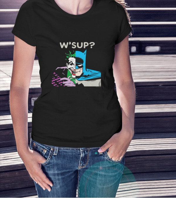 W'SUP Joker And Batman Split Face Iconic Comic T-Shirt