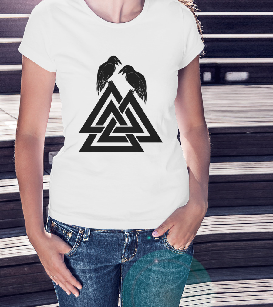 Valknut Odin Raven Viking Symbol Norse Mythology T-Shirt