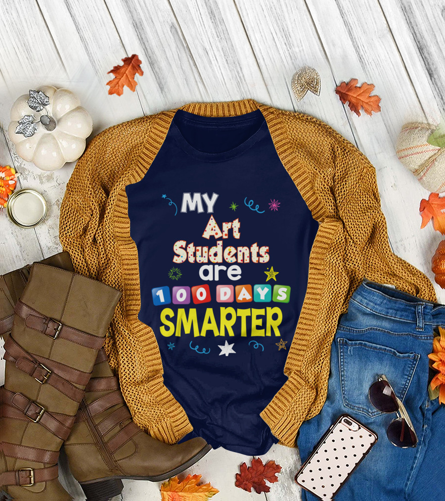 My Art Students Are 100 Days Smarter Fun Star and Swirl T-Shirt