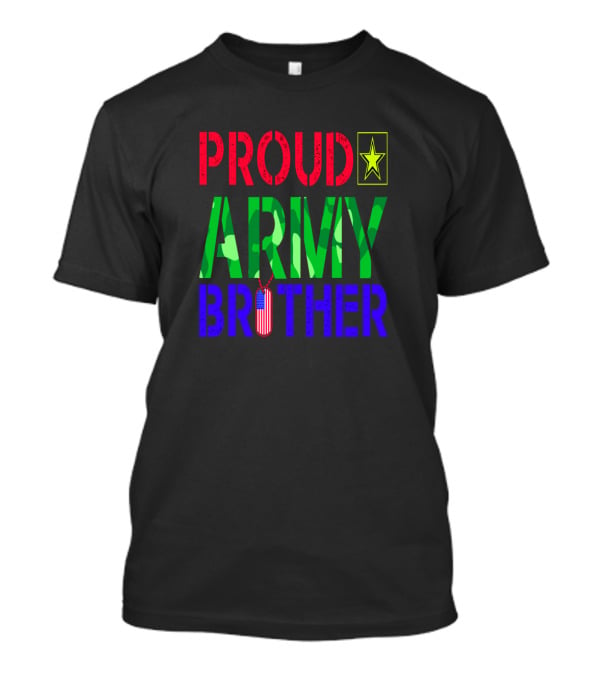 Proud Army Brother With Camo Letters And Star Emblem T-Shirt
