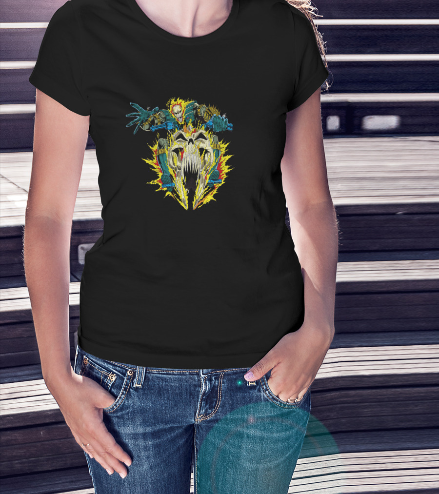 Marvel Ghost Rider Iconic Fiery Skull Action Shot T-Shirt